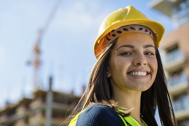 Close up of a female engineer at construction site