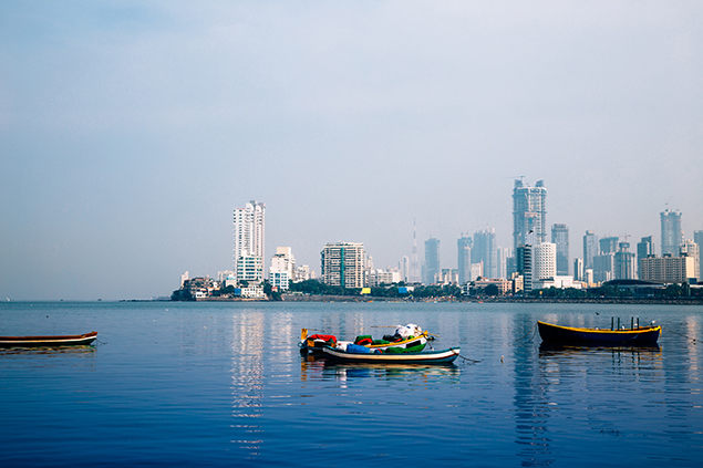Haji Ali Bay and modern buildings in Mumbai, India. Photo: iStockphoto