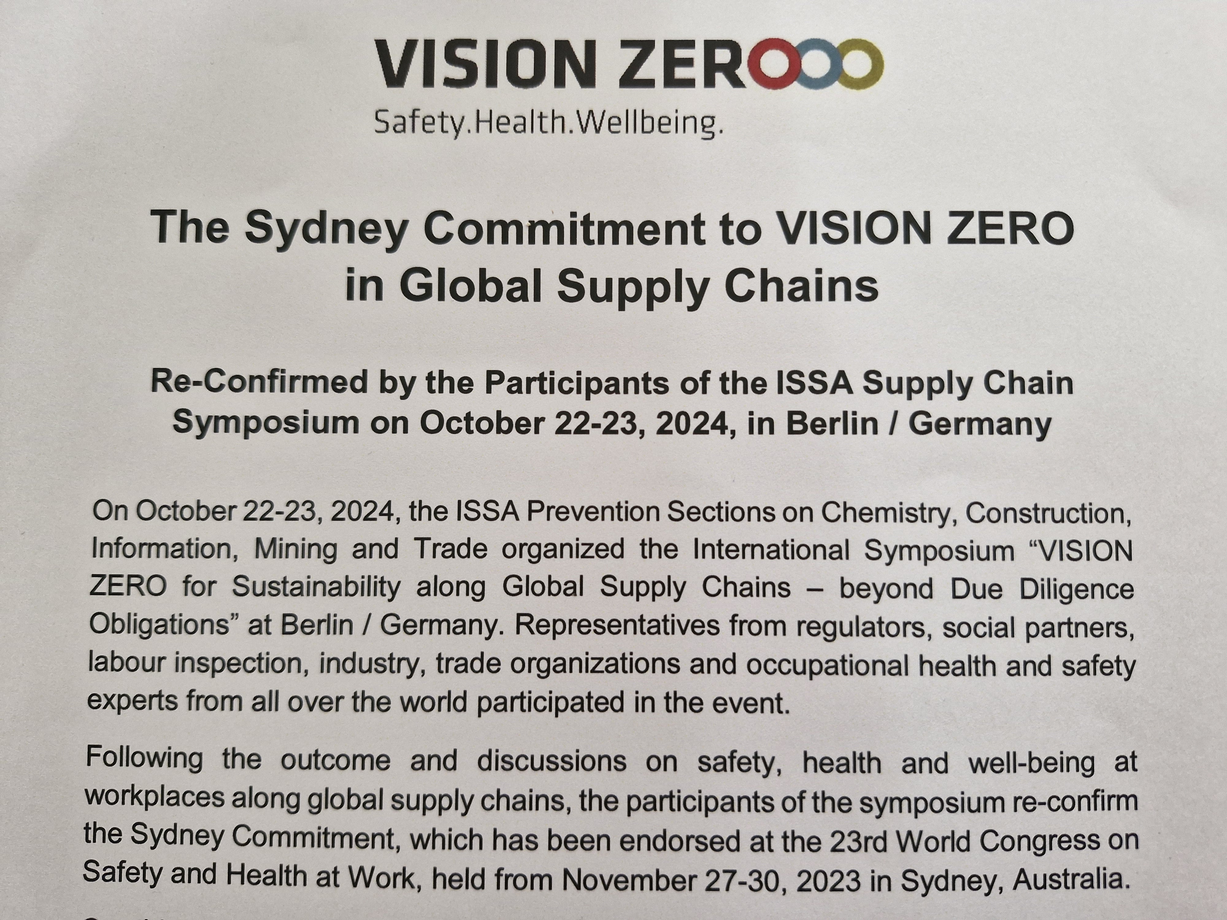 Sydney Commitment, Vision Zero, Supply Chains, SHW PLUS