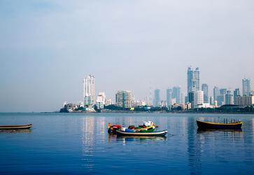 Haji Ali Bay and modern buildings in Mumbai, India. Photo: iStockphoto