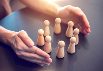 Woman hands defending her team with a gesture of protection