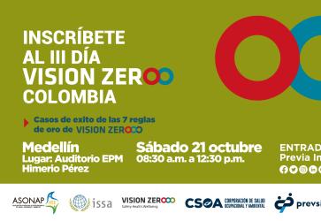 III Día Vision Zero en Colombia Invitados al III DÍA VISION ZERO EN COLOMBIA. Se compartirán casos de éxitos en el diseño e implementación de la estrategia global y las 7 Reglas de Oro de Vision Zero por gerentes de diferentes empresas y sectores del país. Entrada gratuita previa inscripción ⬇️⬇️⬇️ https://bit.ly/46GaGun